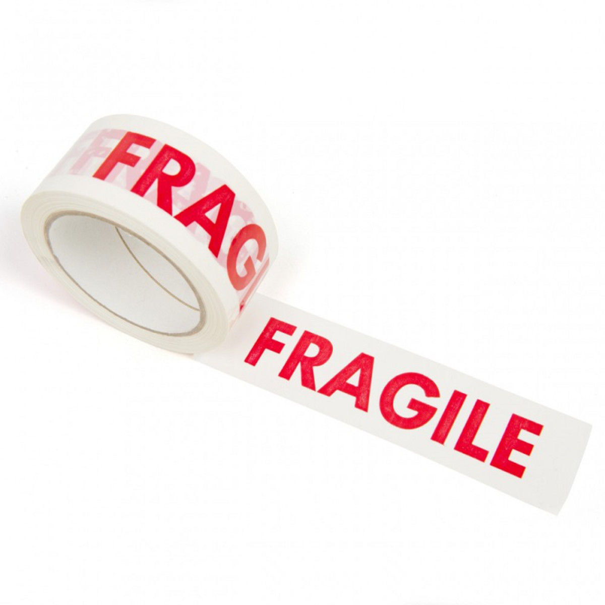 Banda adeziva tip scotch, 50 mm x 66 m, ''FRAGILE'', solvent, 43 microni , alb cu rosu [2]