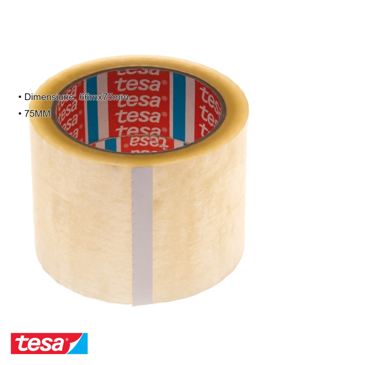 Banda adeziva transparenta Tesa, folie polipropilena 25 µm, adeziv cauciuc sintetic, 66m x 75mm, pentru ambalare si sigilare [3]