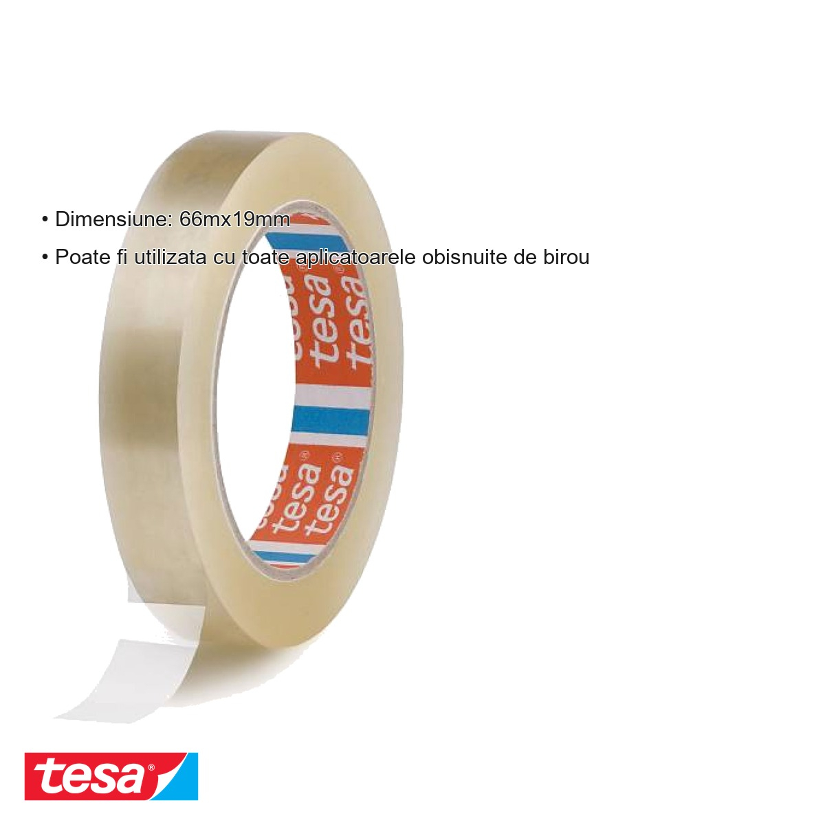 Banda adeziva transparenta Tesa, polipropilena 28 microni, 66m x 19mm, pentru sigilare si birou [6]