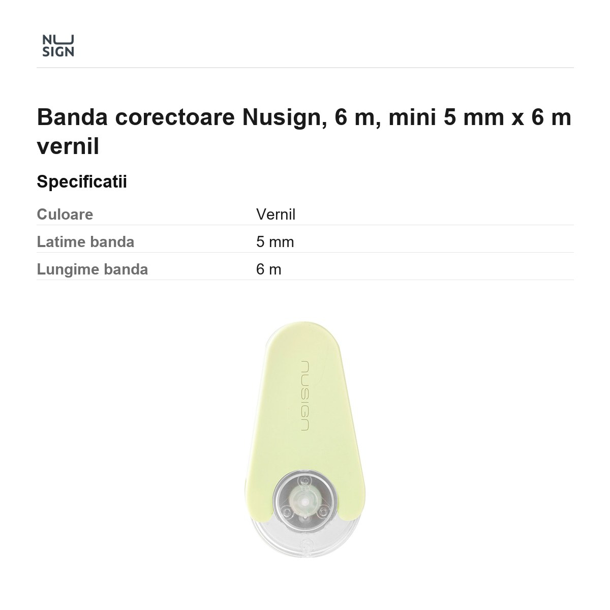 Banda corectoare Nusign, 6 m, mini 5 mm x 6 m vernil [3]