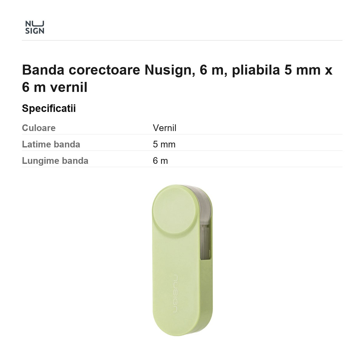 Banda corectoare Nusign, 6 m, pliabila 5 mm x 6 m vernil [3]