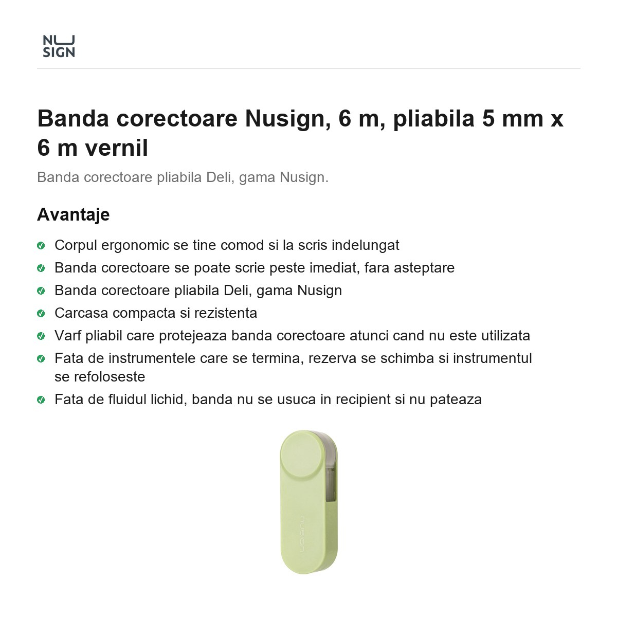 Banda corectoare Nusign, 6 m, pliabila 5 mm x 6 m vernil [2]