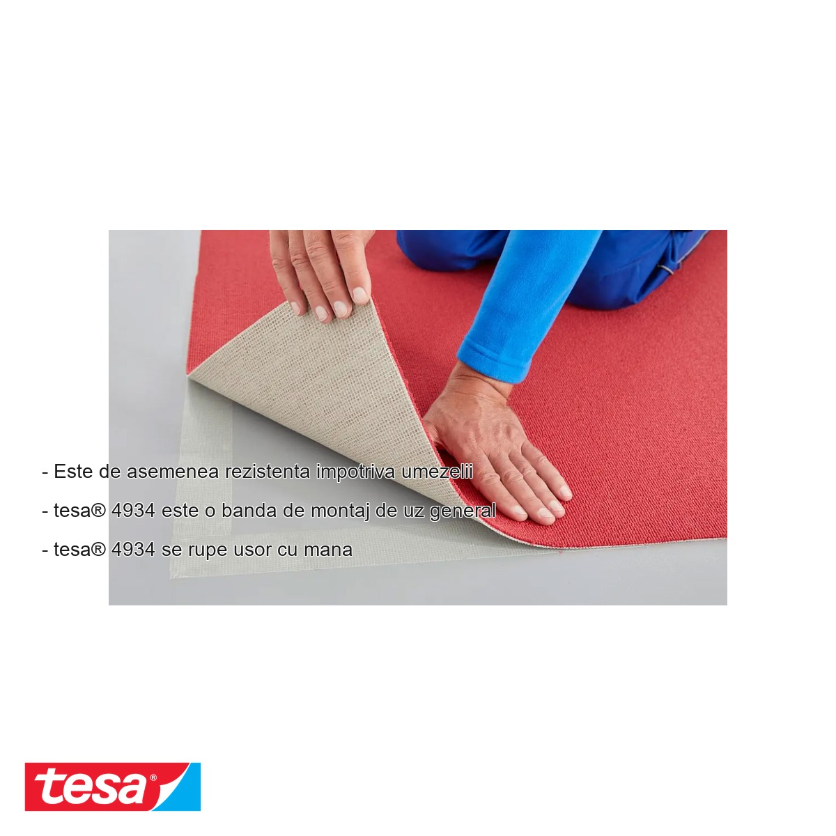 Banda dublu adeziva pentru mocheta Tesa 4934, suport textil, 50mm x 25m [2]