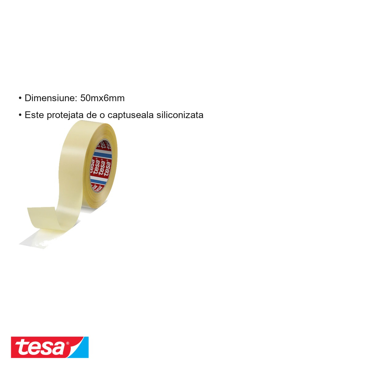 Banda dublu adeziva transparenta Tesa, suport polipropilenic, 6mm x 50m, fixare puternica pentru uz general [6]