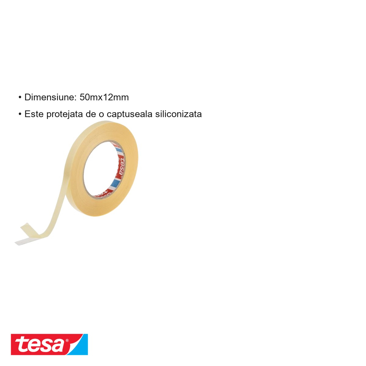 Banda dublu adeziva transparenta Tesa, suport polipropilenic, adeziv cauciuc sintetic, 12mm x 50m [3]