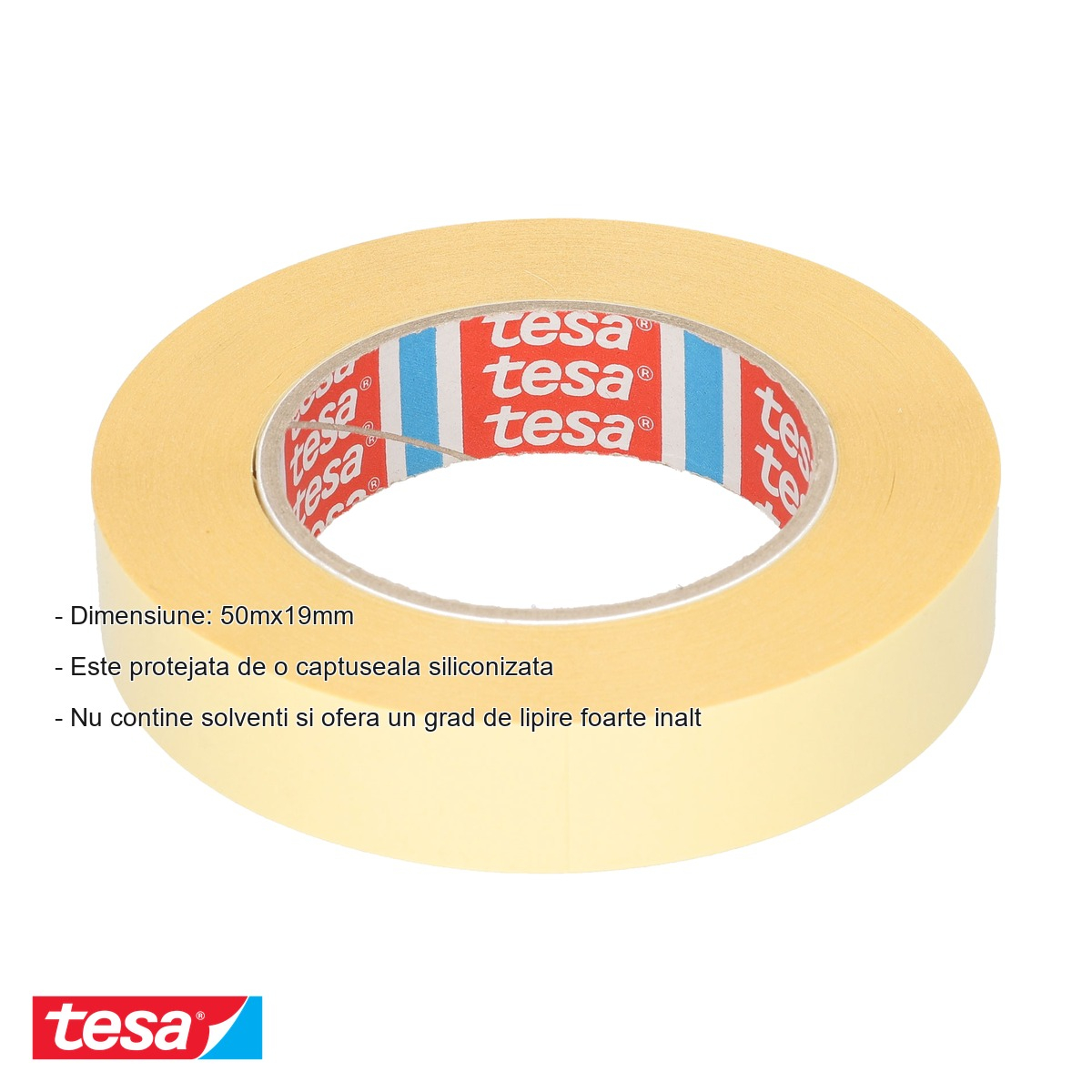 Banda dublu adeziva transparenta Tesa, suport polipropilenic, adeziv cauciuc sintetic, 19mm x 50m [2]