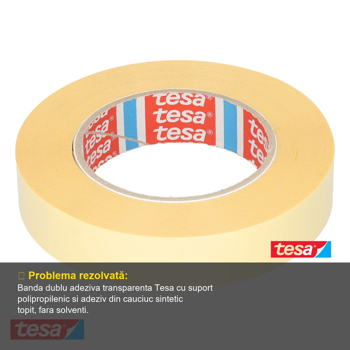 Banda dublu adeziva transparenta Tesa, suport polipropilenic, adeziv cauciuc sintetic, 19mm x 50m [4]