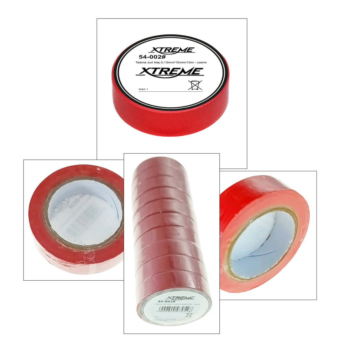 Banda izolatoare adeziva, XTREME 07052, 0.13mmx15mm, 10m lungime, PVC, rosie [3]