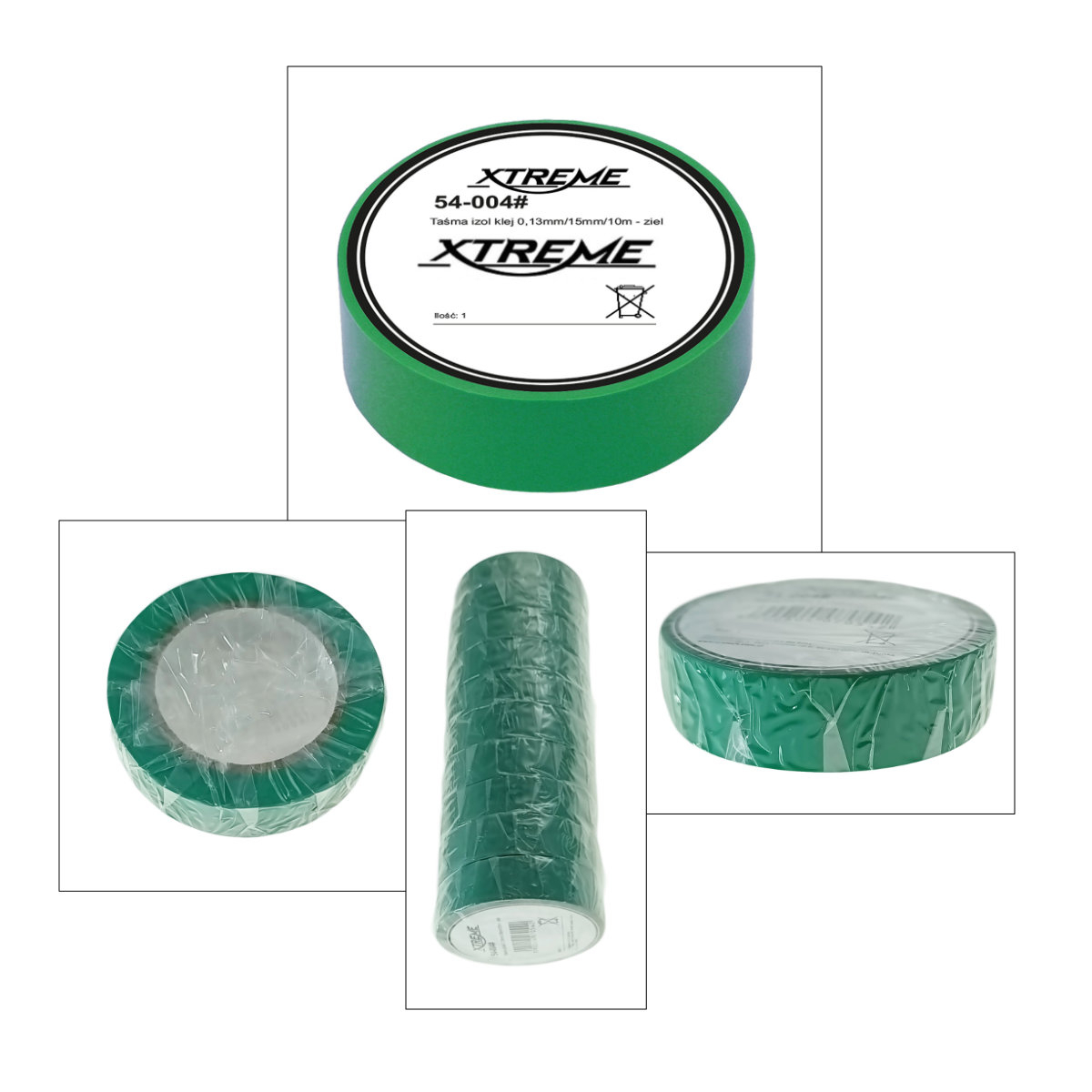 Banda izolatoare adeziva, XTREME 07054, 0.13mmx15mm, 10m lungime, PVC, verde [3]