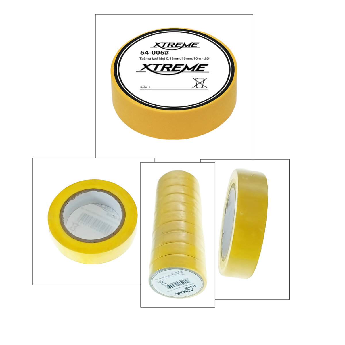 Banda izolatoare adeziva, XTREME 07055, 0.13mmx15mm, 10m lungime, PVC, galbena [3]