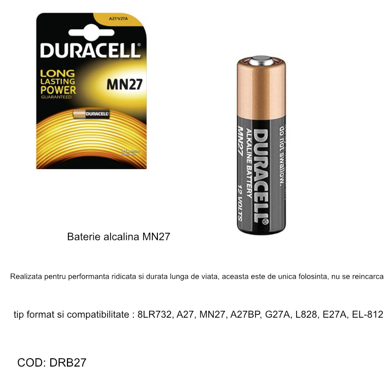 Baterie 12V MN27, Duracell, alcalina, in blister [6]