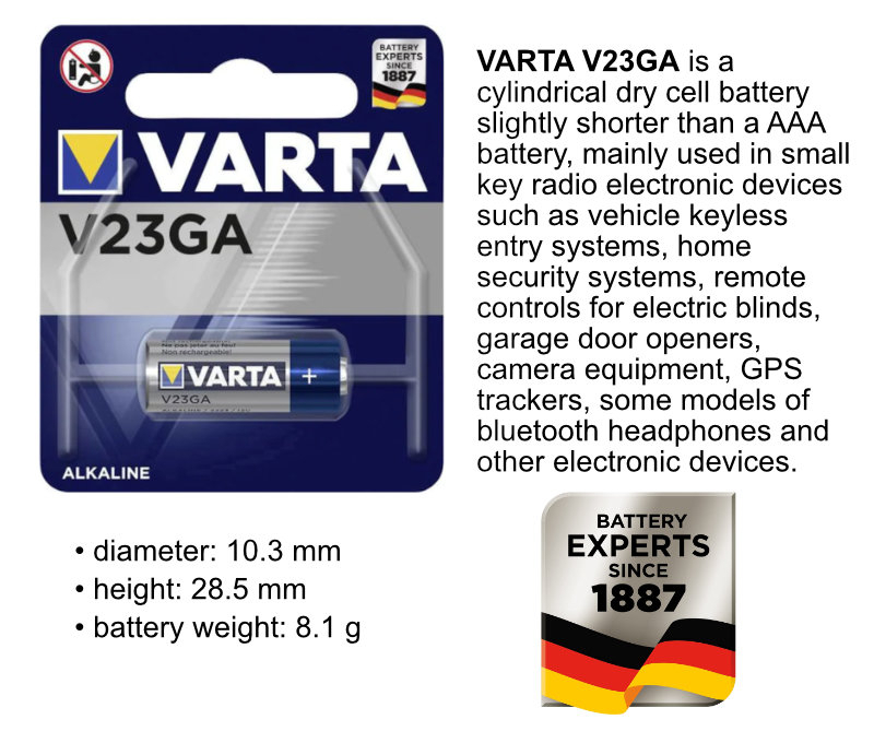 Baterie alcalina 23A, 12V, VARTA V23GA, in blister [4]