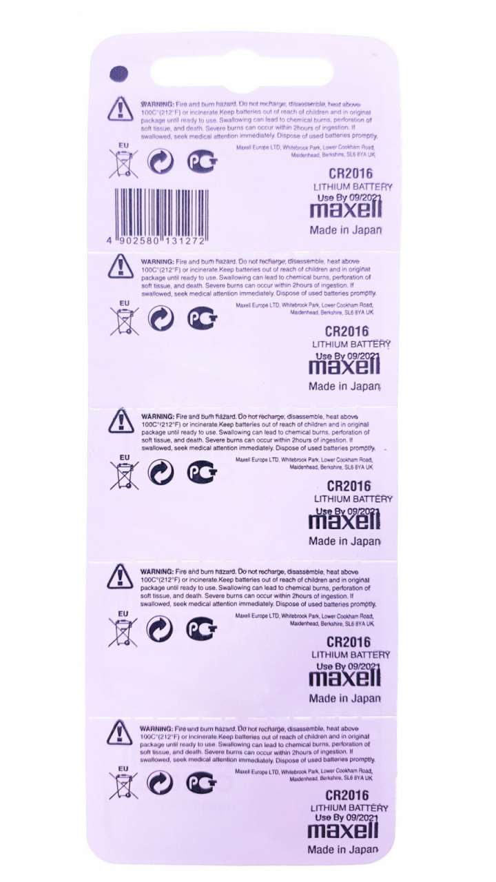 Baterie CR2016 3V Maxell,litiu, 5 bucati/blister,(pret/set) [9]