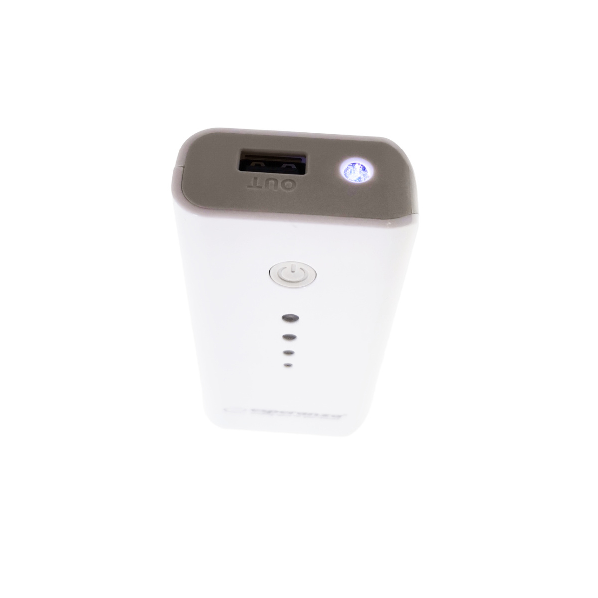 Baterie externa, Esperanza Electron EMP104WE, 5200mAh, lanterna integrata, port-uri 1 x USB Tip A si 1 x MicroUSB DC, cablu alimentare inclus, alb cu gri [11]