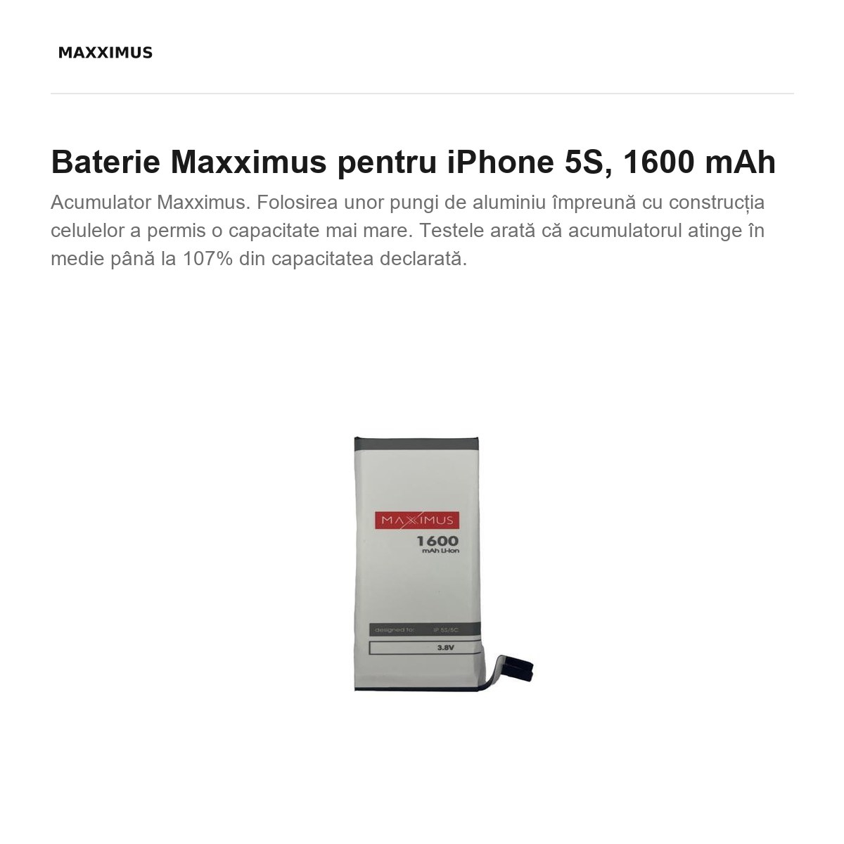 Baterie Maxximus pentru iPhone 5S, 1600 mAh [2]