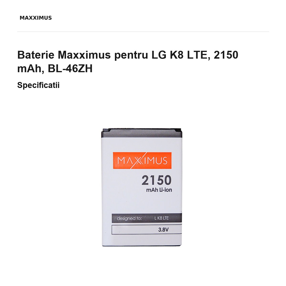 Baterie Maxximus pentru LG K8 LTE, 2150 mAh, BL-46ZH [3]