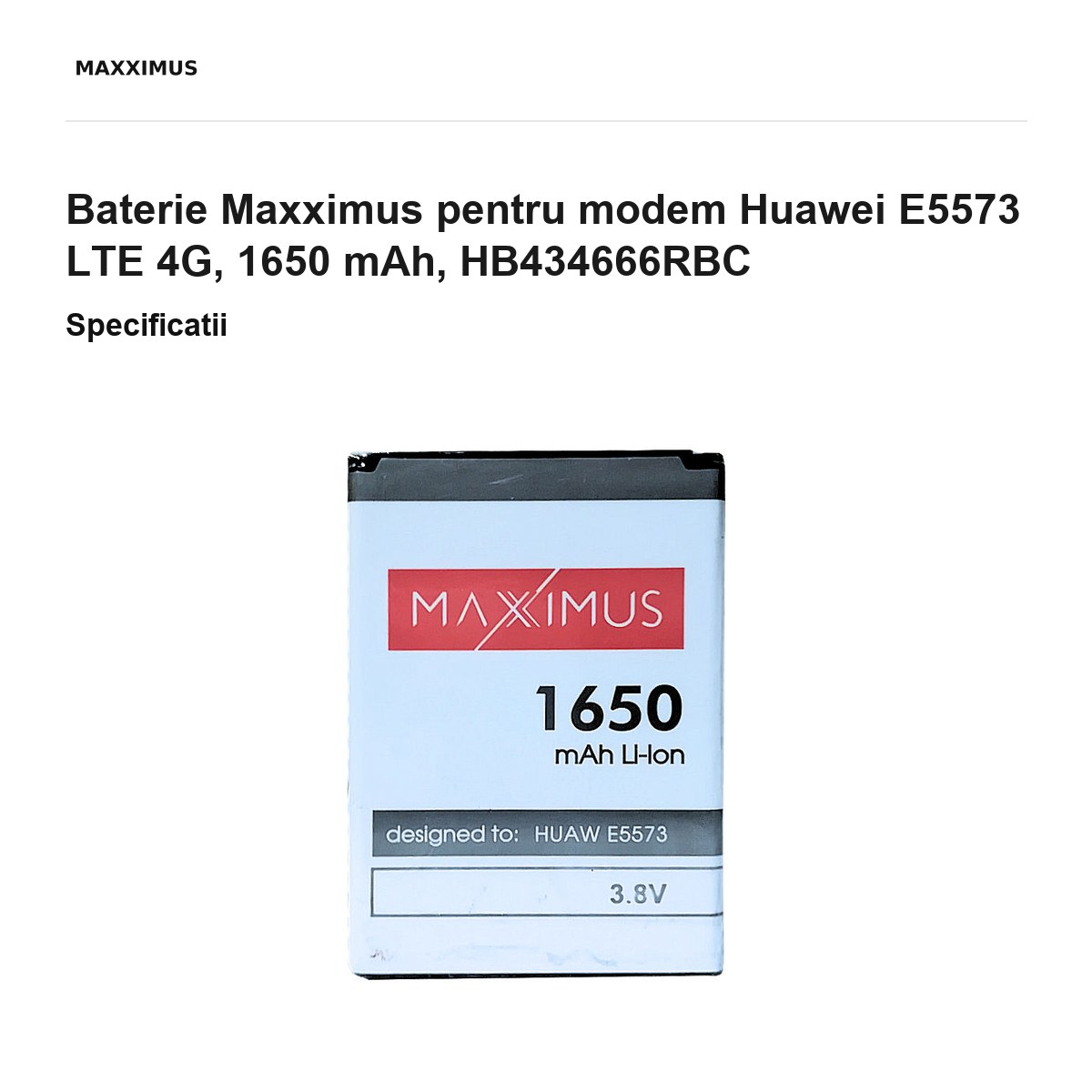 Baterie Maxximus pentru modem Huawei E5573 LTE 4G, 1650 mAh, HB434666RBC [3]