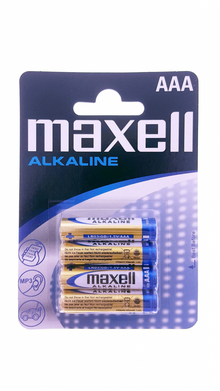 Baterii alcaline LR03 Maxell tip AAA, 4 bucati/blister (pret/set) [4]