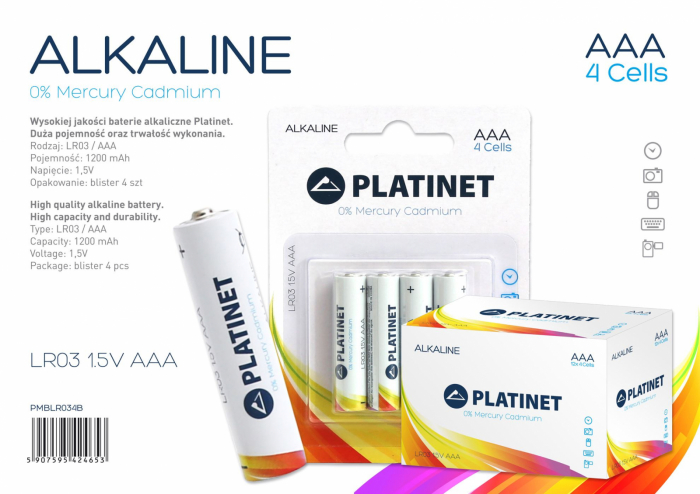 Baterii alcaline PRO LR03 Platinet tip AAA, 4 bucati/blister (pret/set) [4]