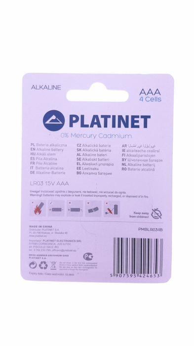 Baterii alcaline PRO LR03 Platinet tip AAA, 4 bucati/blister (pret/set) [3]