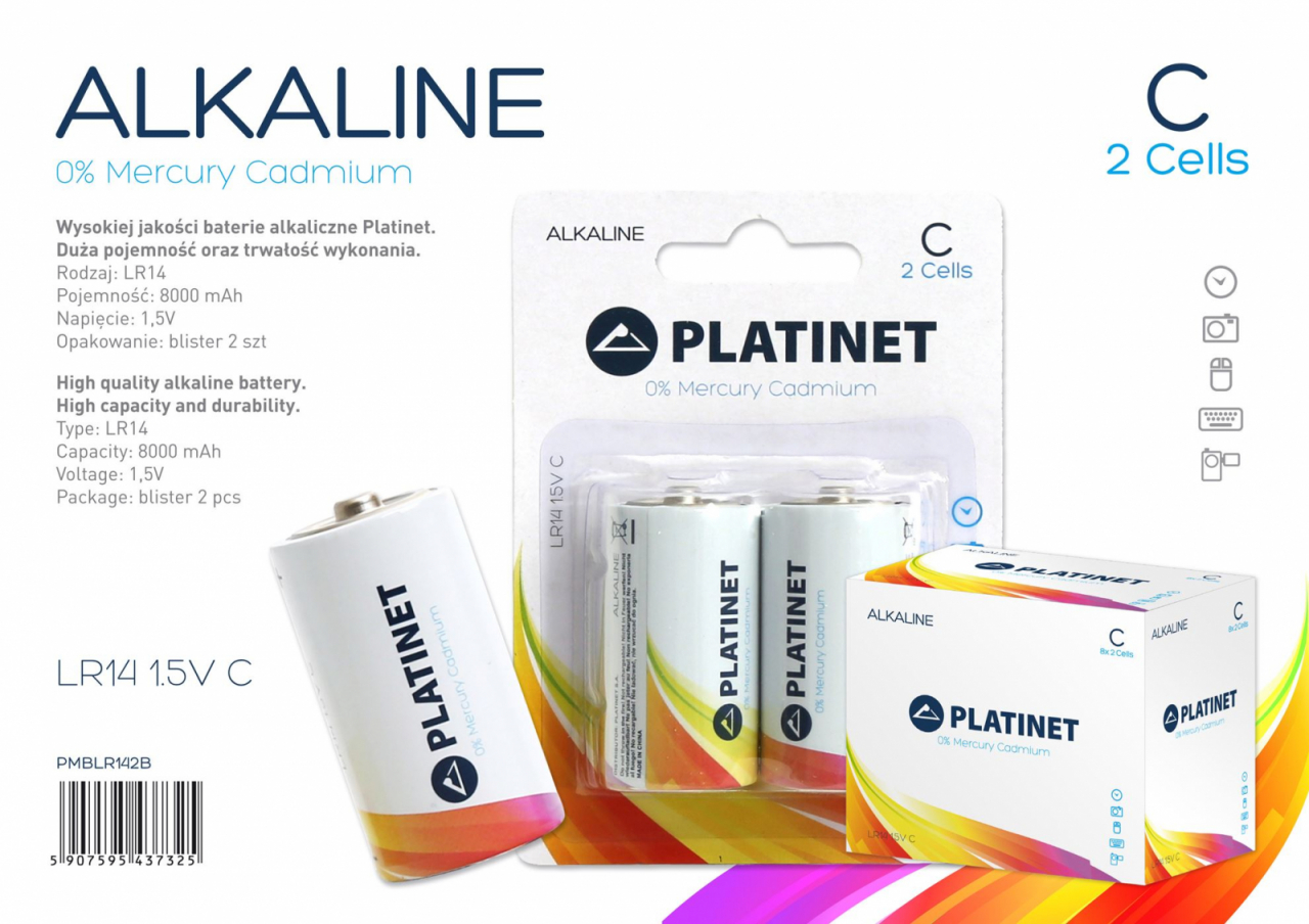 Baterii alcaline PRO LR14 1.5V Platinet 43732 tip C, 2 bucati/blister,(pret/set) [8]