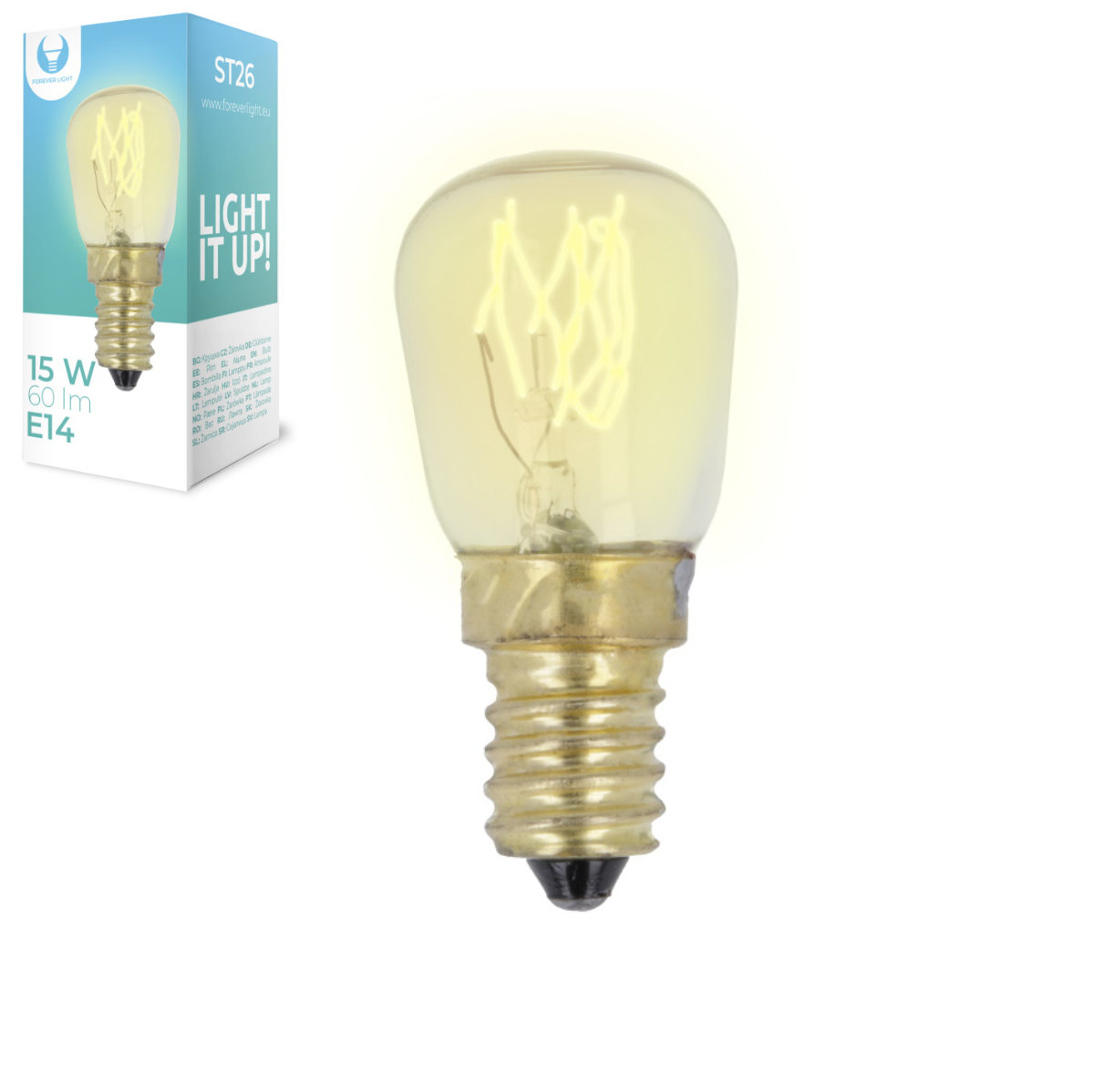 Bec cu filament, ST26, E14 15W, 230V, 2700K, 60lm, Forever Light 88109, lumina calda [2]