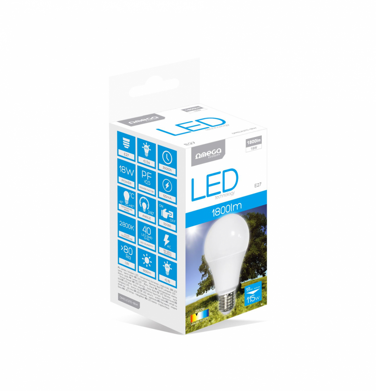 Bec Led Omega 43360 bulb eco,2800K E27 18W,1600lm,lumina calda [4]
