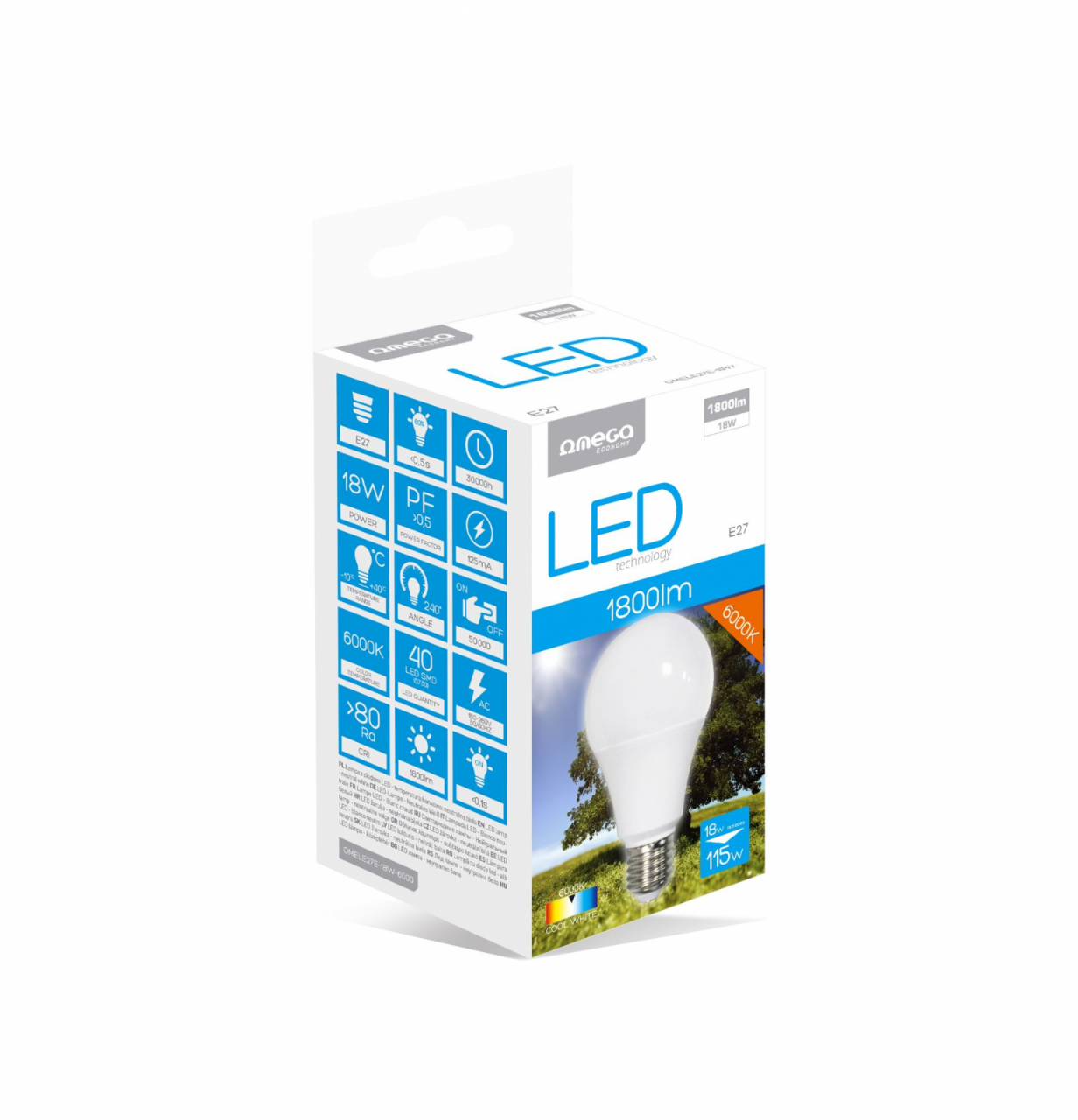 Bec Led Omega 43362 bulb eco,6000K E27 18W,1600lm,lumina rece [4]