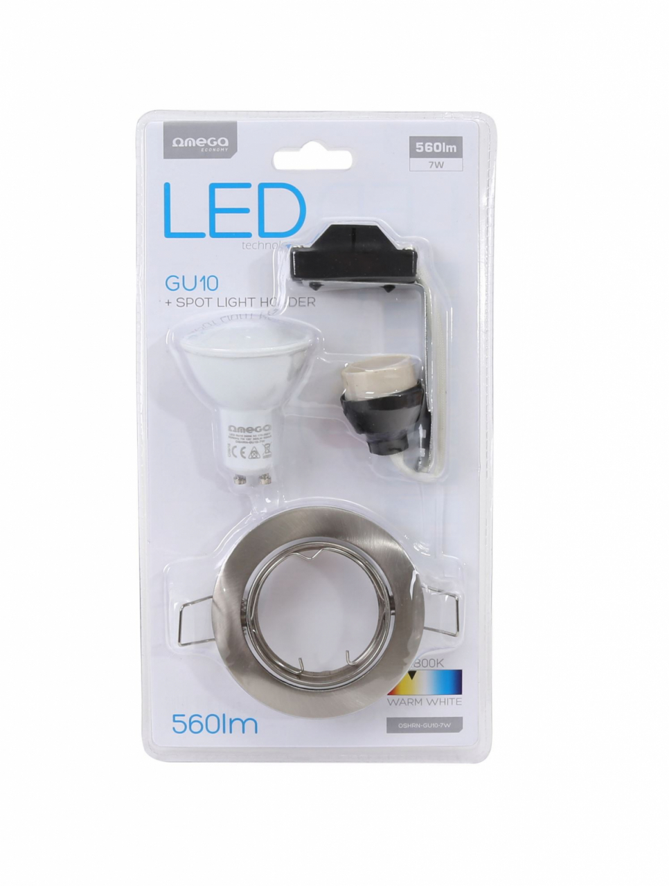 Bec Led Omega 43491 tip spot,2800K GU10 7W,560lm,lumina calda,cu suport complet [2]