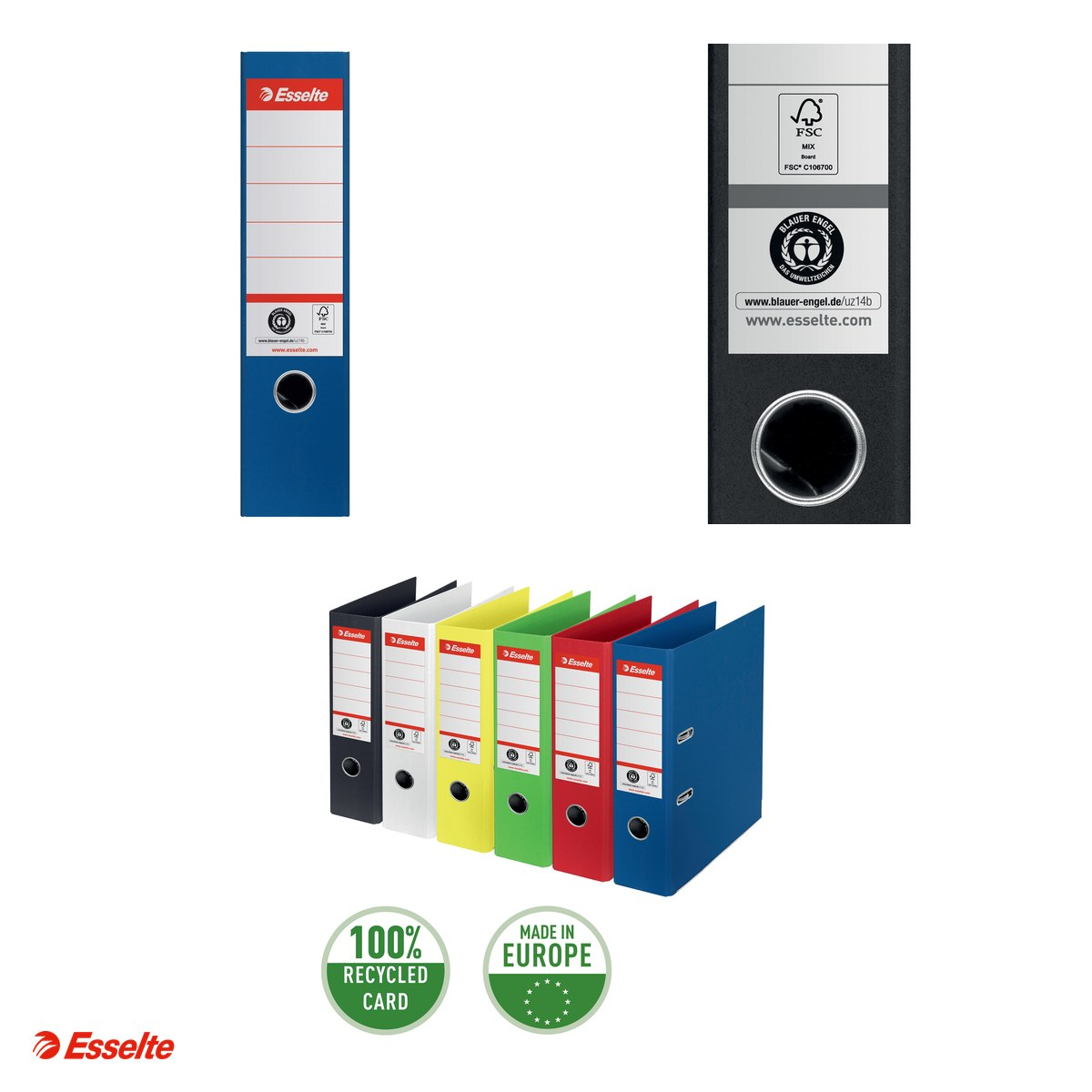 Biblioraft Esselte No.1 Power Recycled, carton, A4, 75 mm, capacitate 500 coli (80 g/mp), albastru [4]
