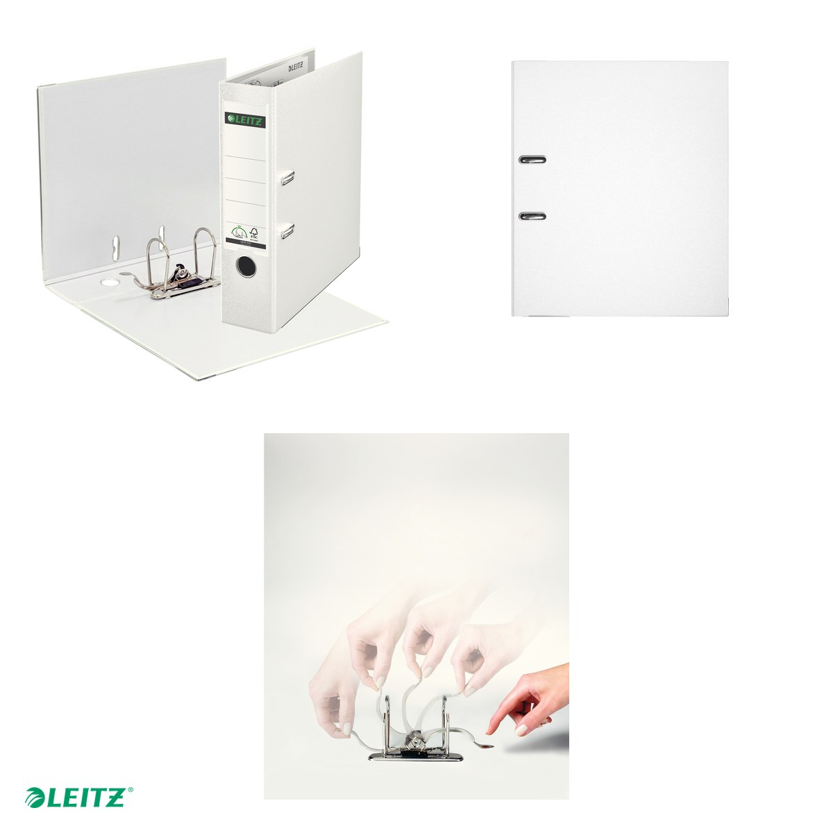 Biblioraft Leitz 180°, PP, A4, 80 mm, capacitate 600 coli (hartie de 80g), pentru arhivare, alb [4]