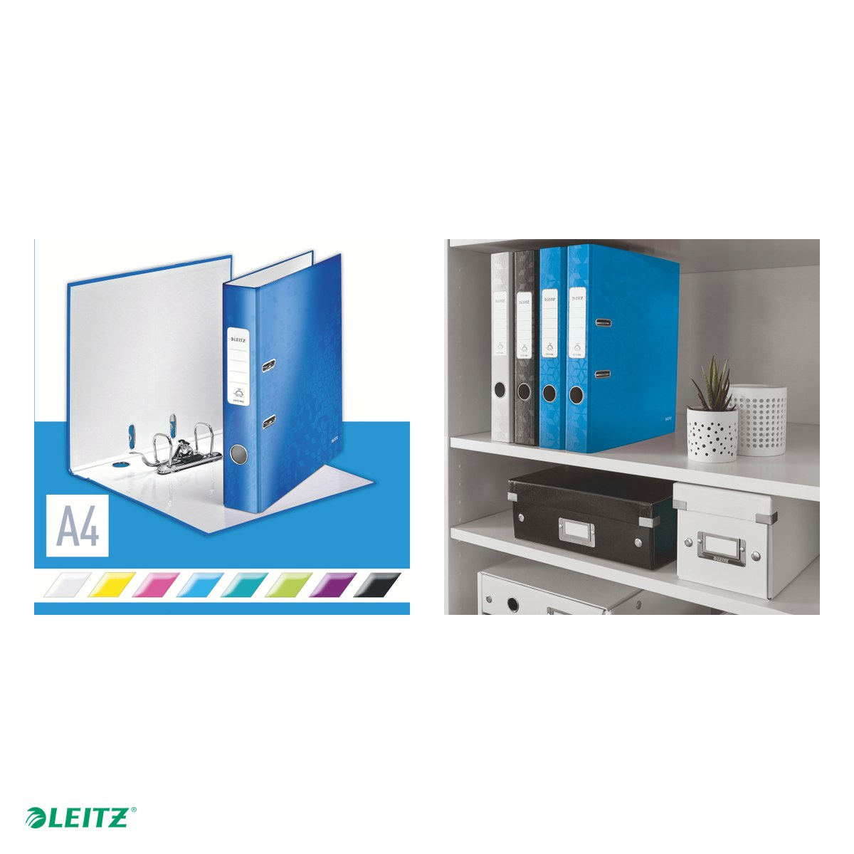 Biblioraft Leitz 180° WOW, carton laminat, A4, 52 mm, capacitate 350 coli (80 g/mp), albastru [5]