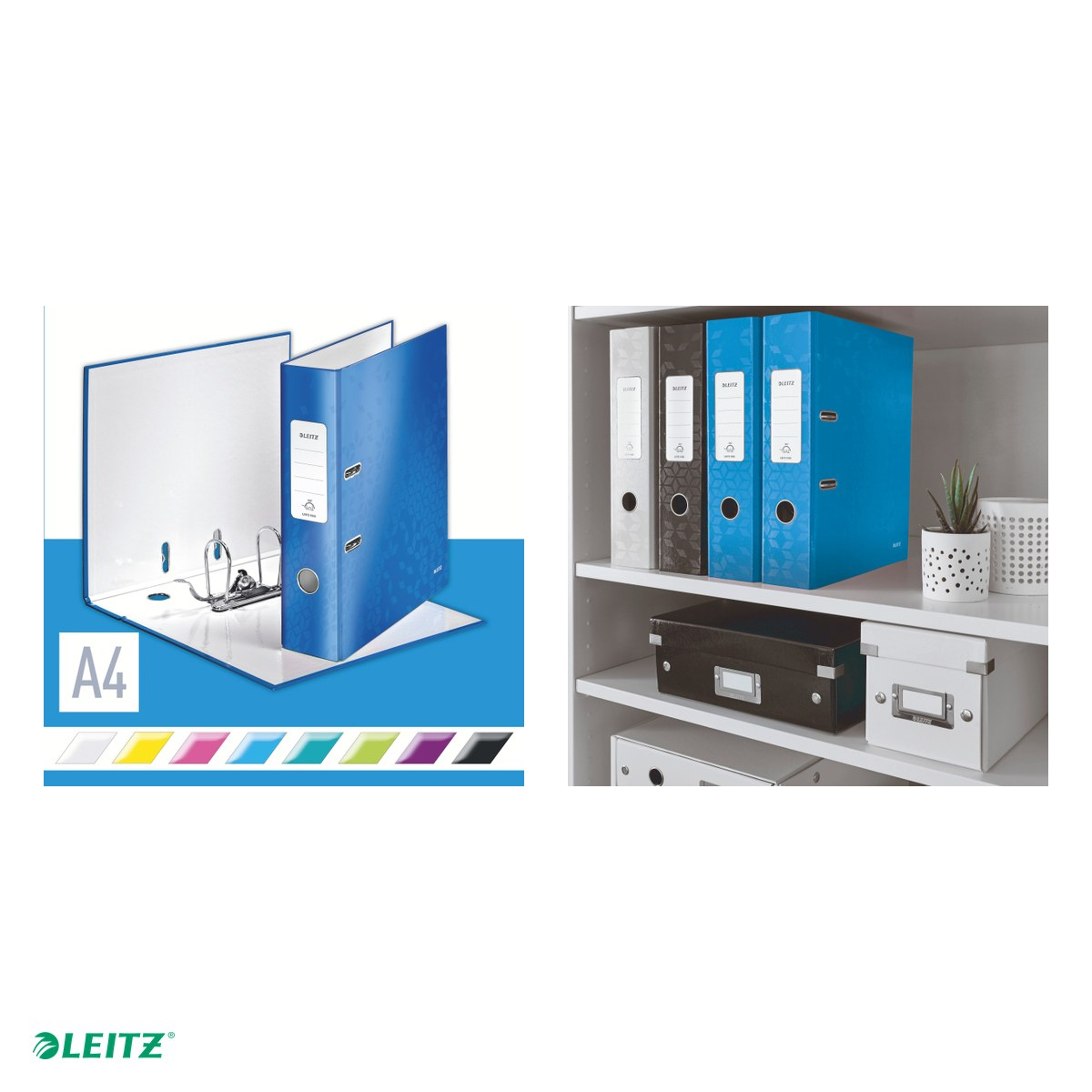 Biblioraft Leitz 180° WOW, carton laminat, A4, 80 mm, capacitate 600 coli (80 g/mp), albastru [5]