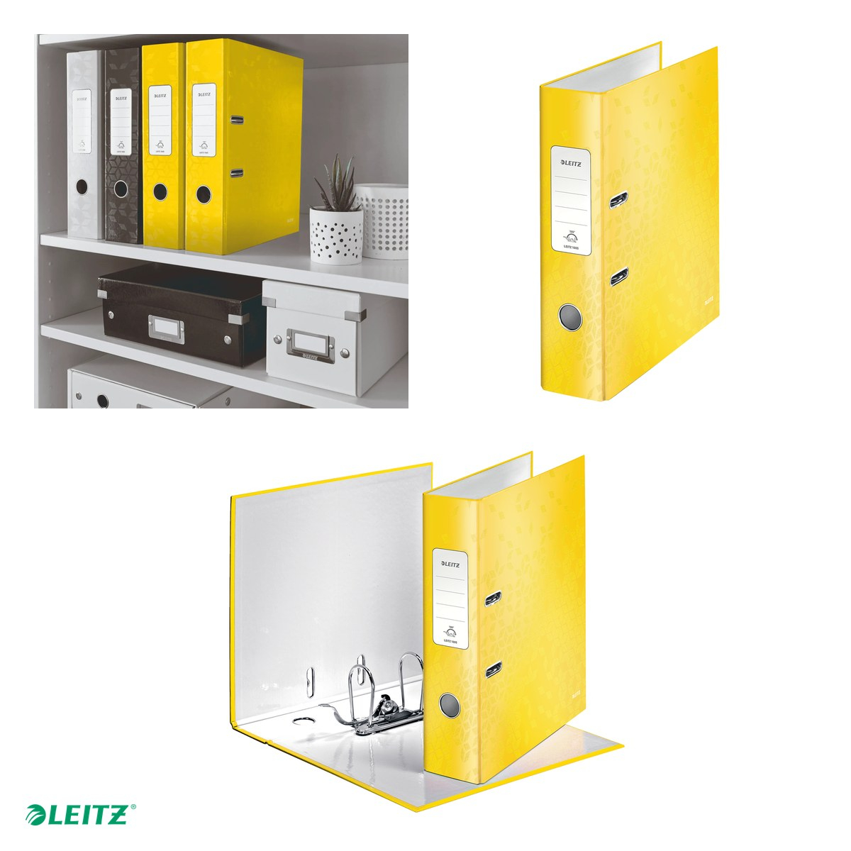 Biblioraft Leitz 180° WOW, carton laminat, A4, 80 mm, capacitate 600 coli (80 g/mp), galben [4]
