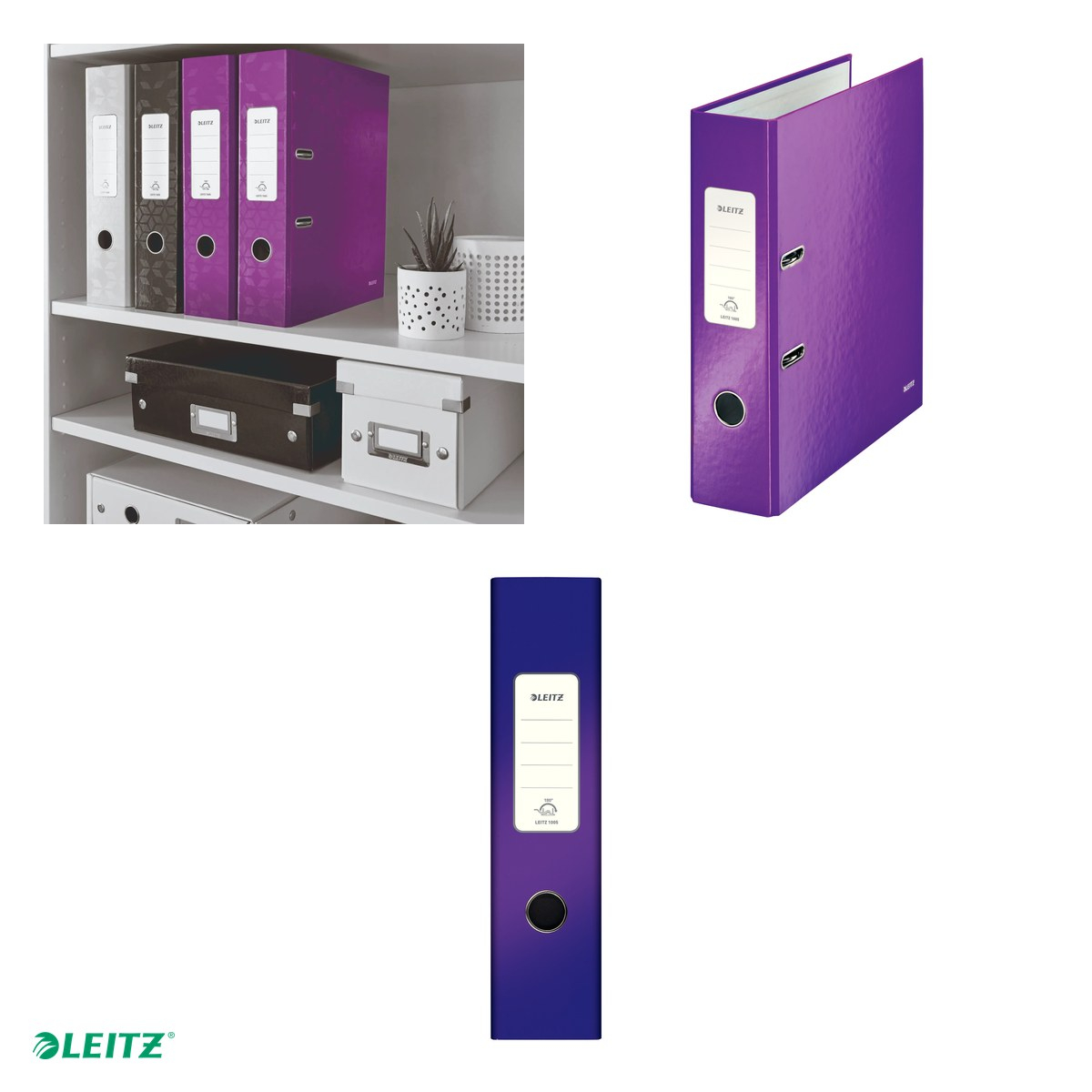 Biblioraft Leitz 180° WOW, carton laminat, A4, 80 mm, capacitate 600 coli (80 g/mp), mov [4]