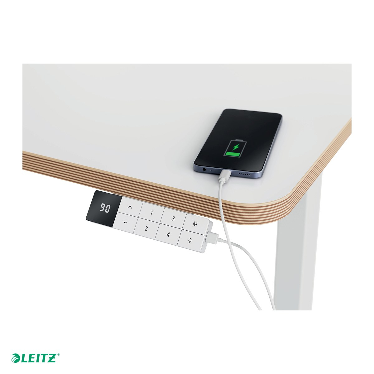 Birou ergonomic Leitz, reglabil electric pe inaltime 72-118 cm, blat 120x70 cm, alb [5]
