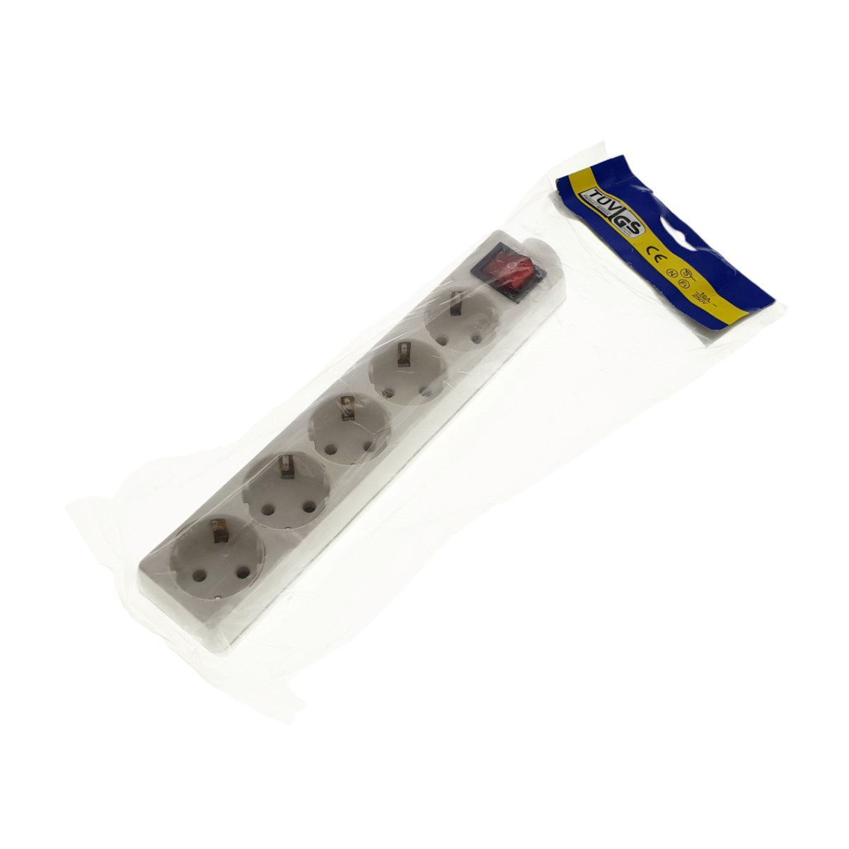Bloc 5 prize schuko, NS16A, cu intrerupator si protectie, fara fir, alb [8]
