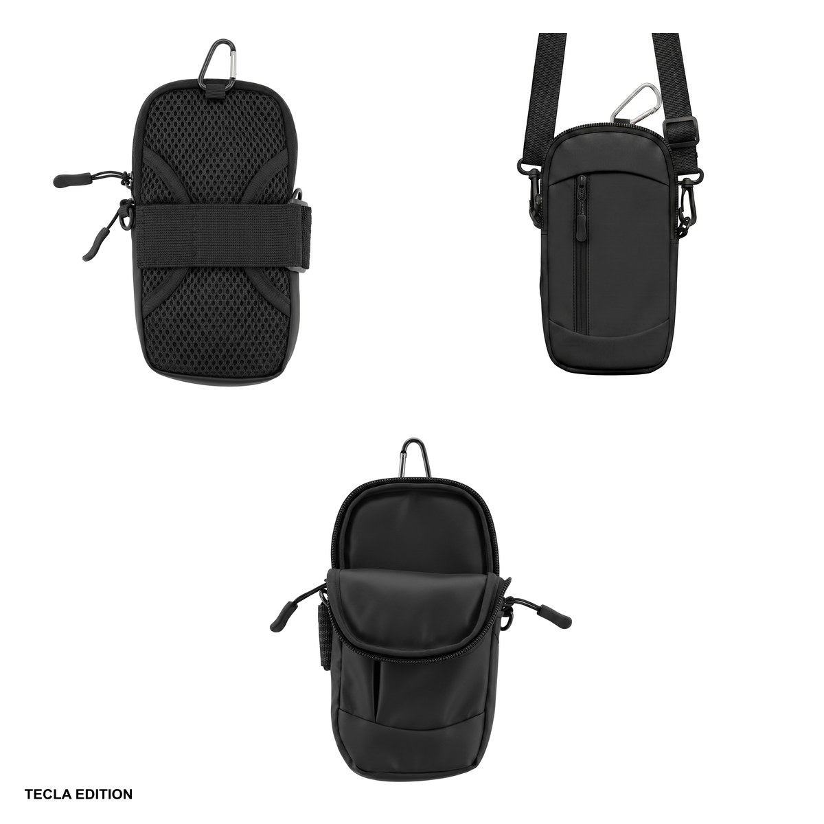 Borseta sport telefon pana la 7inch, UrbanFlex Bag, material impermeabil, snur, carabiniera pentru prindere, curea 130cm, neagra [4]