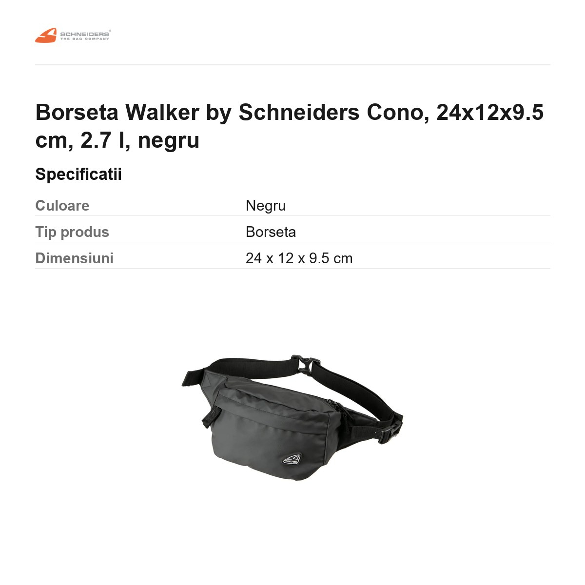 Borseta Walker by Schneiders Cono, 24x12x9.5 cm, 2.7 l, negru [3]