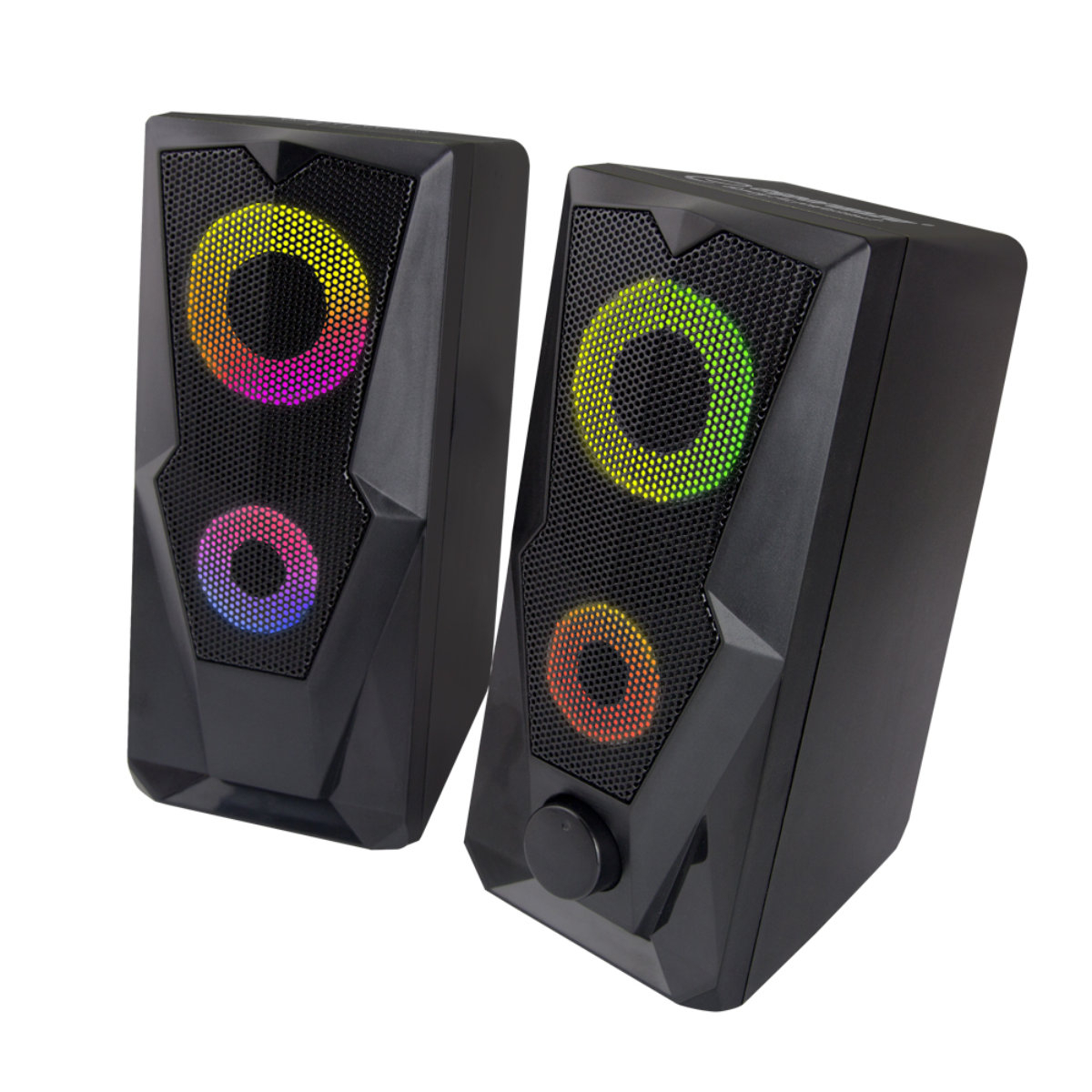 Boxe 6W USB 2.0 cu LED RGB, Esperanza Rainbow BAILA, cablu 120 cm, control volum, negre [4]