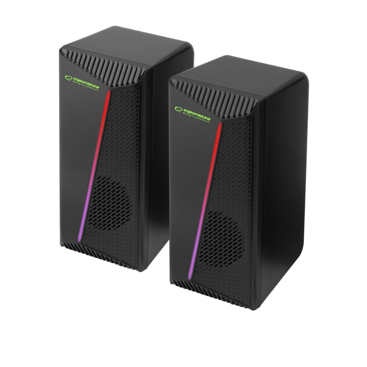 Boxe stereo 2.0, 6W, conectare jack 3.5mm, alimentare USB, Esperanza Rainbow Nortec 95855, iluminare RGB, negre [5]