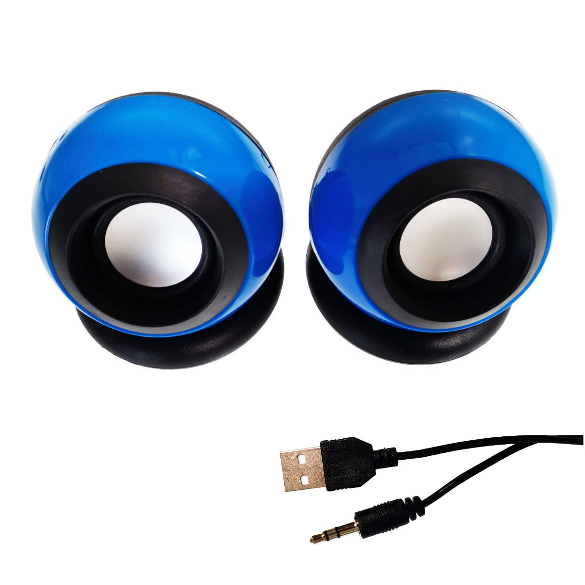 Boxe stereo 2.0, design Globe, 2x 3W, alimentare USB, conectare jack 3.5mm, albastre [6]