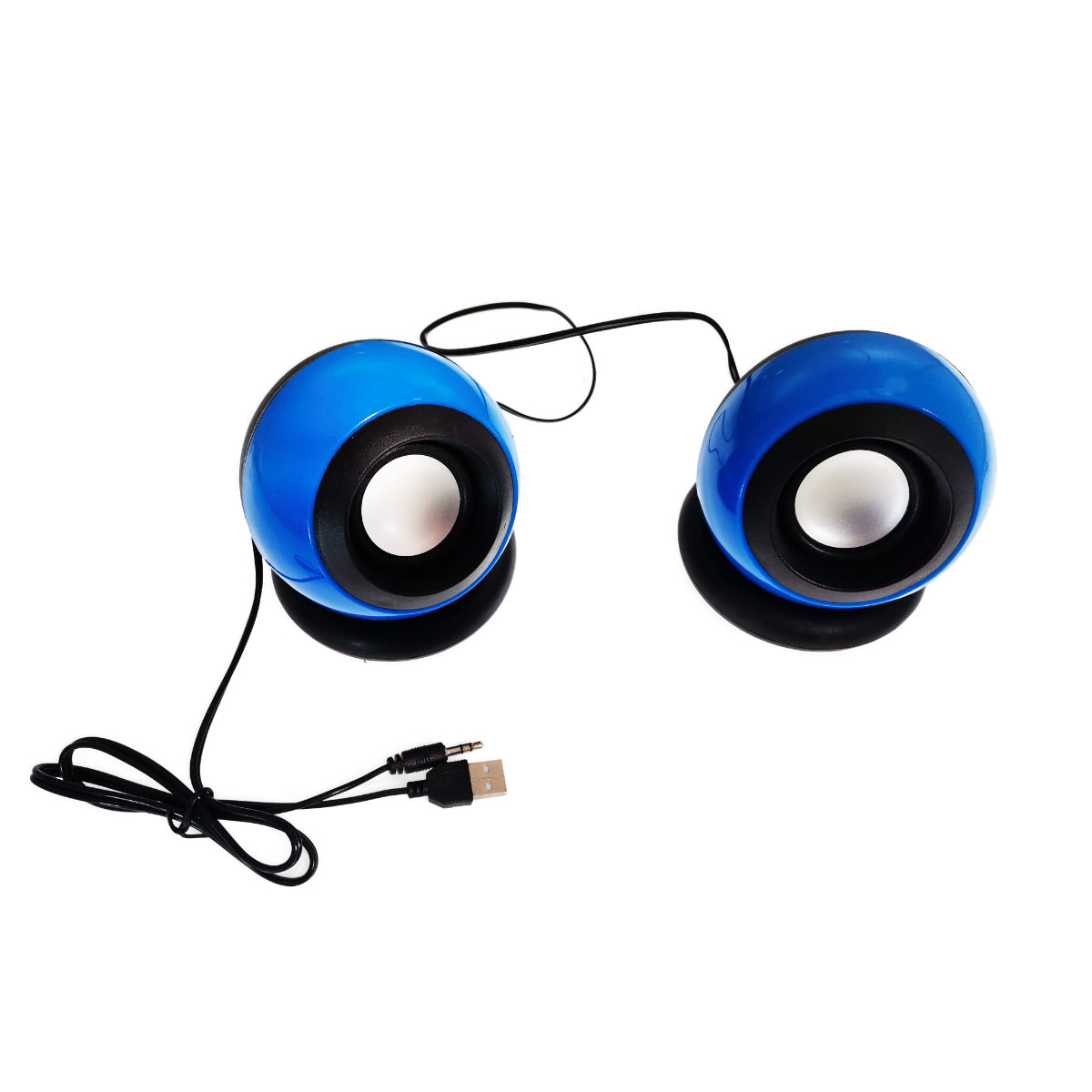 Boxe stereo 2.0, design Globe, 2x 3W, alimentare USB, conectare jack 3.5mm, albastre [2]