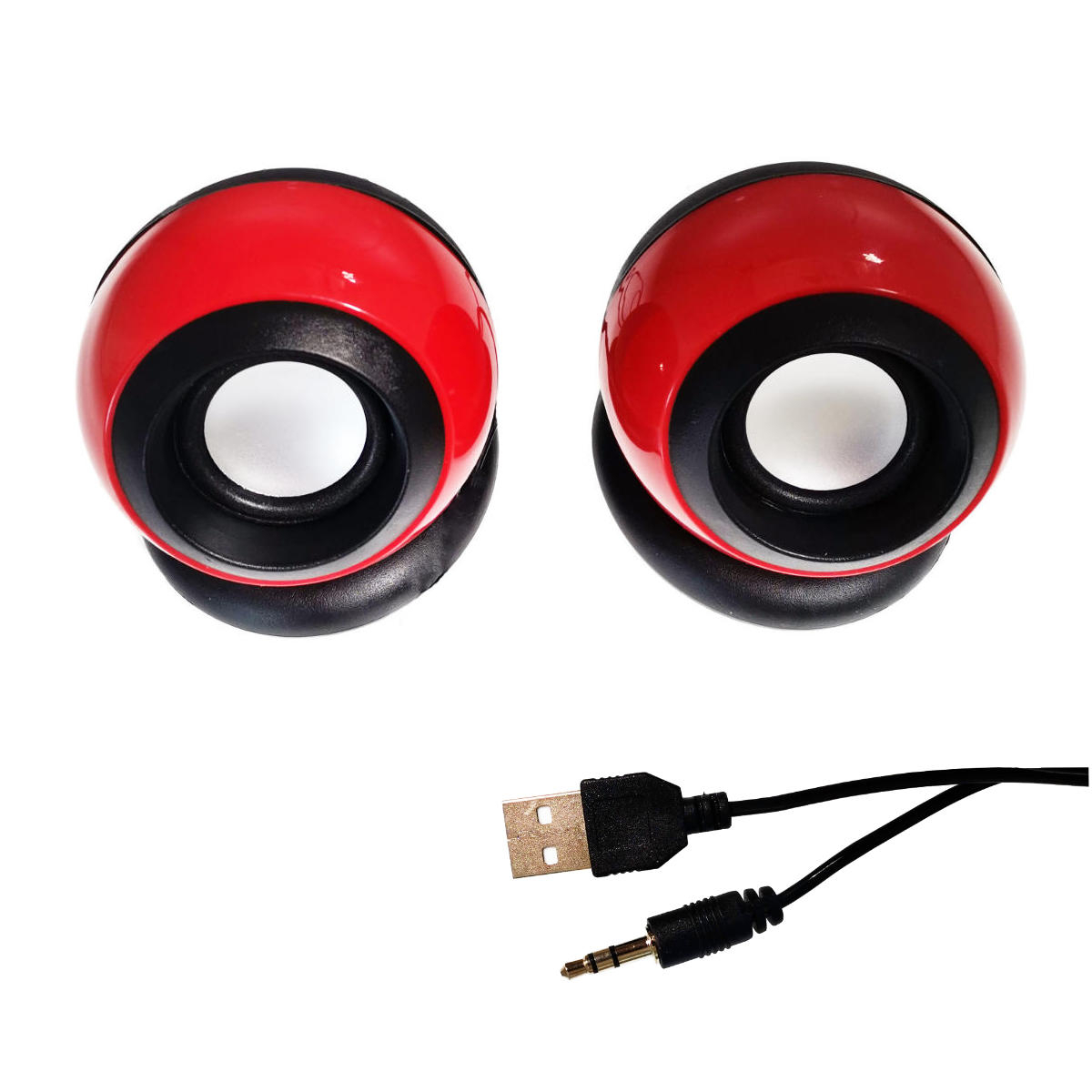 Boxe stereo 2.0, design Globe, 2x 3W, alimentare USB, conectare jack 3.5mm, rosii [6]