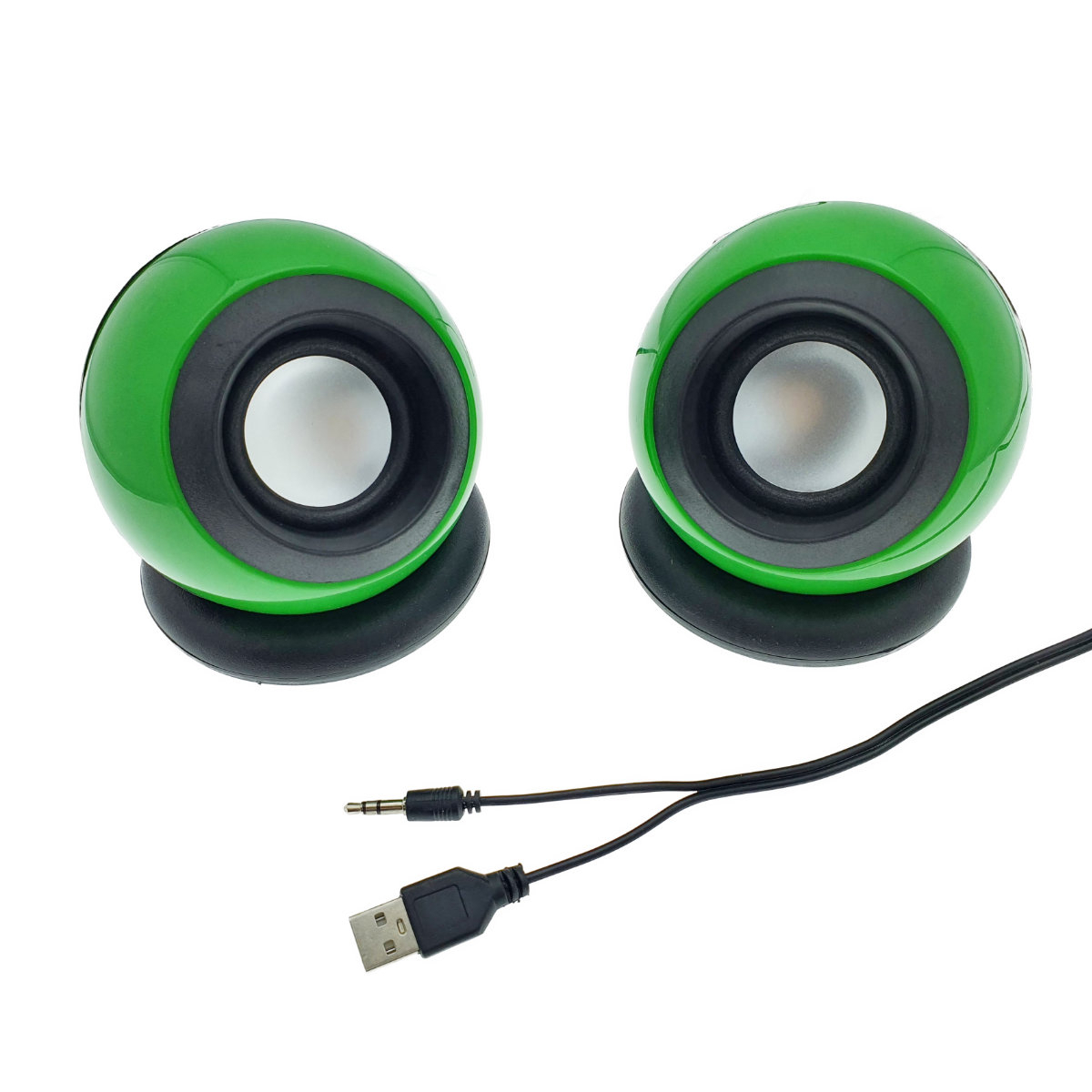 Boxe stereo 2.0, design Globe, 2x 3W, alimentare USB, conectare jack 3.5mm, verzi [5]