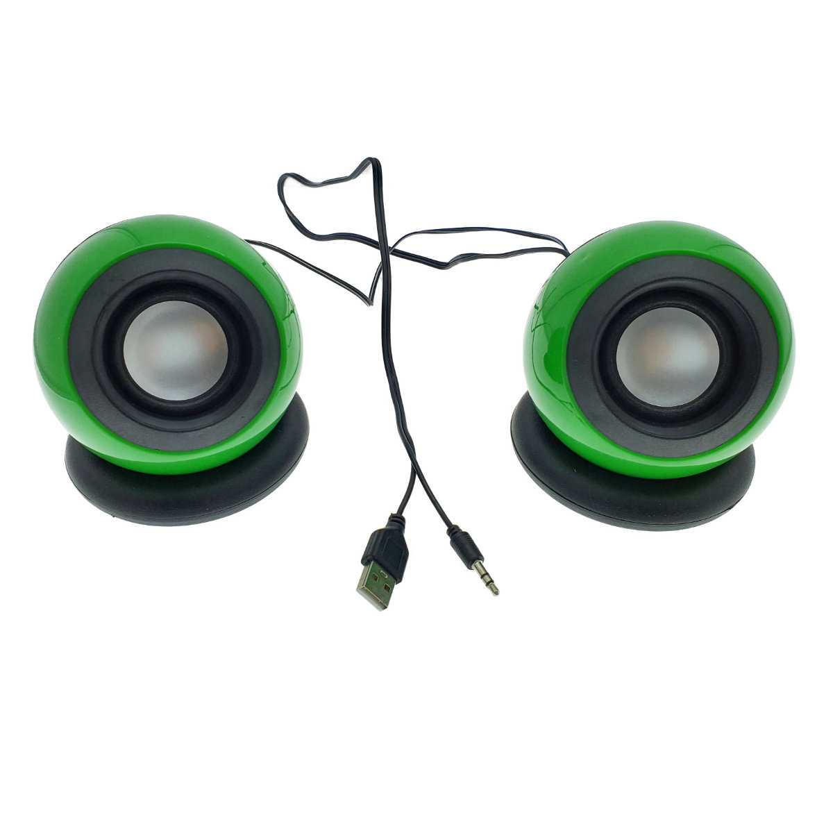Boxe stereo 2.0, design Globe, 2x 3W, alimentare USB, conectare jack 3.5mm, verzi [8]