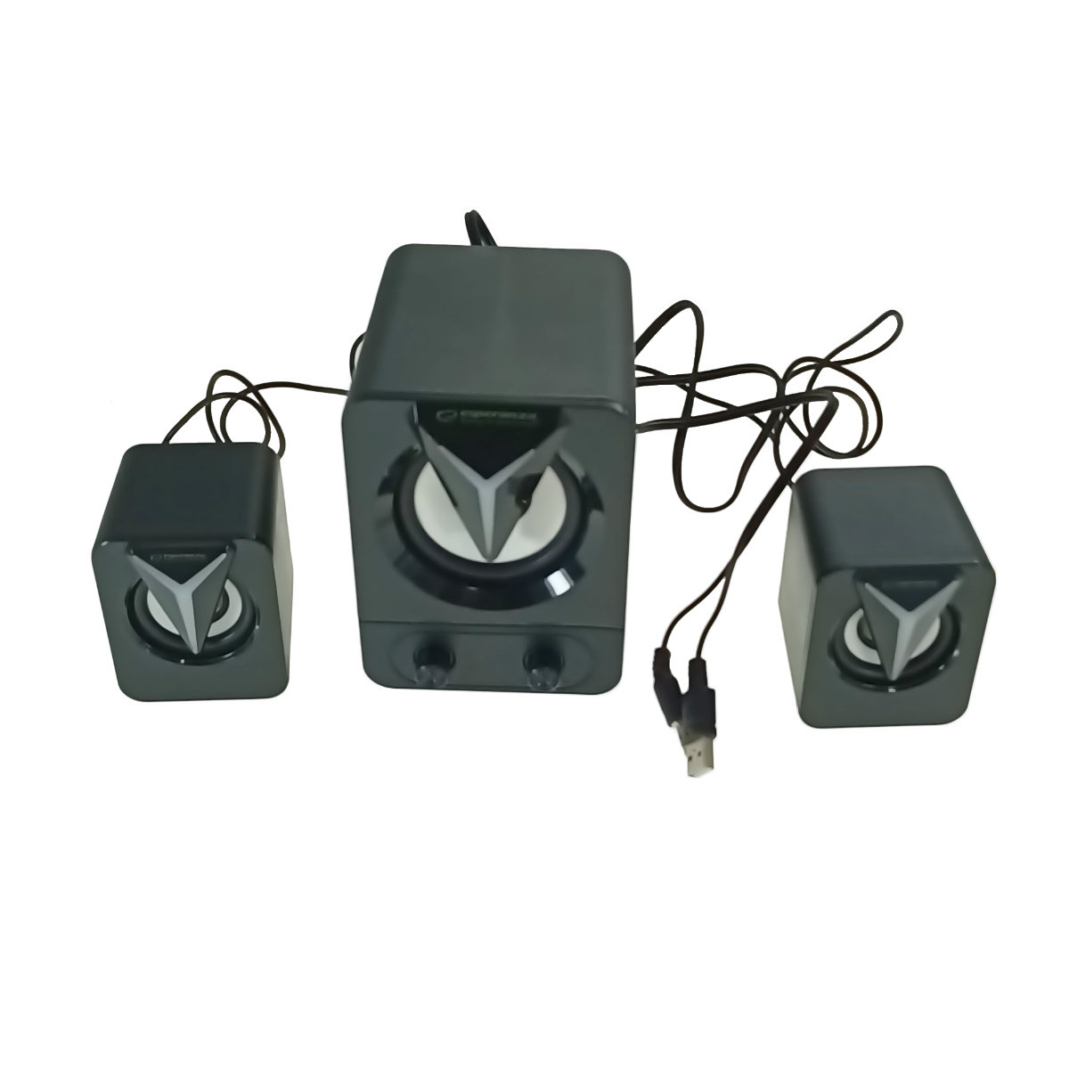 Boxe stereo 2.1, 10W, conectare jack 3.5mm, alimentare USB, Esperanza Rainbow Soprano 95857, iluminare RGB, negre [4]