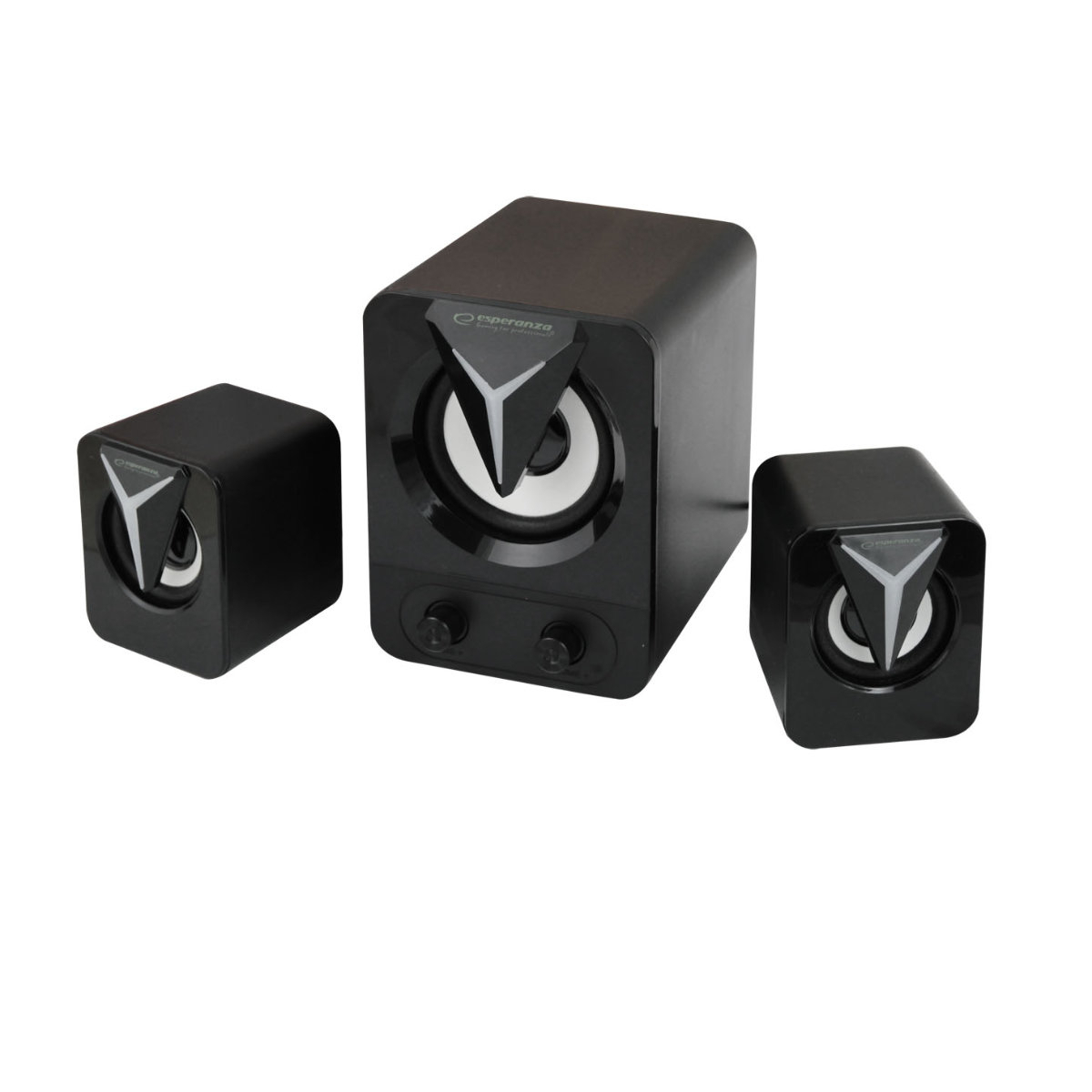Boxe stereo 2.1, 10W, conectare jack 3.5mm, alimentare USB, Esperanza Rainbow Soprano 95857, iluminare RGB, negre [3]