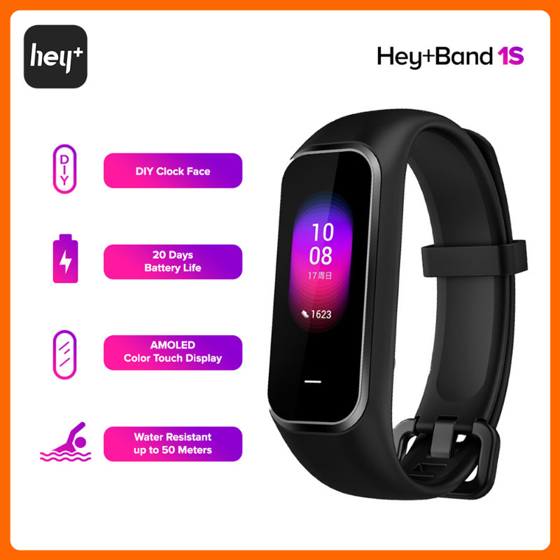 Bratara smart fitness Hey+ Band 1S, model B180S, reglabila intre 145 si 225 mm, bluetooth v.4.2, neagra [6]