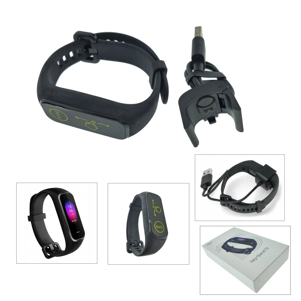 Bratara smart fitness Hey+ Band 1S, model B180S, reglabila intre 145 si 225 mm, bluetooth v.4.2, neagra [4]